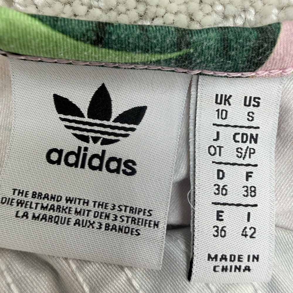Adidas Originals Farm Rio Bodysuit Womens S Pink Green Tropical Leaf 3-Stripe - Picture 6 of 10